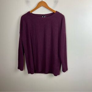 H by Bordeaux Maroon Burgundy Longsleeve Textured Asymmetrical Badk Shirt Small‎